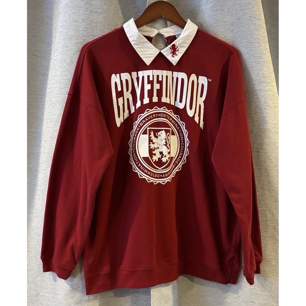 Official Harry Potter Women's Gryffindor Collared Crewneck Shirt Size Large